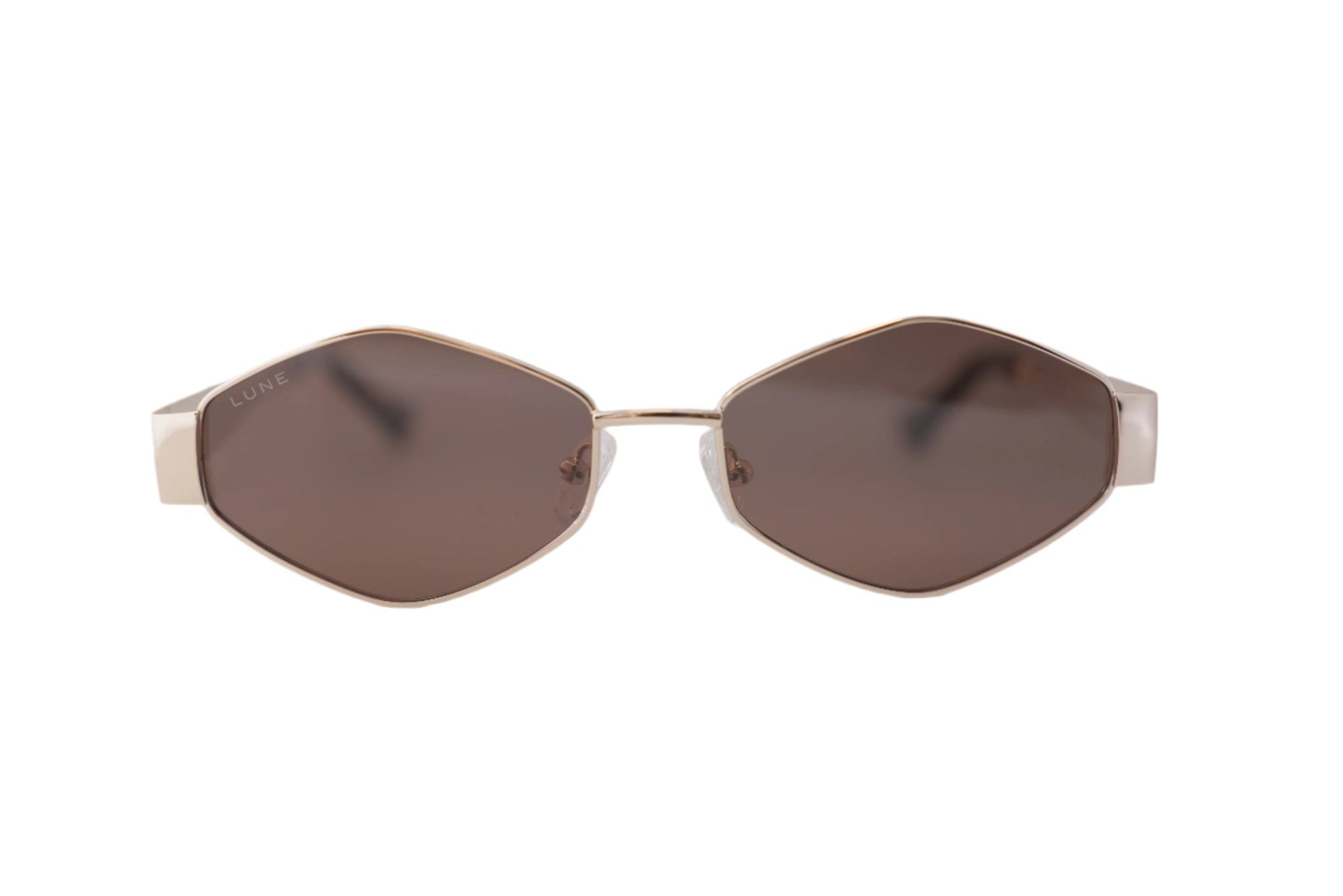 Sunglasses with hexagonal lenses